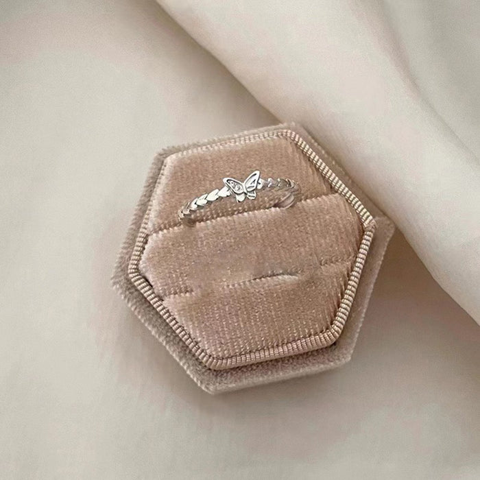 Wholesale Butterfly Zircon Ring Couple Set Simple, Fashionable, Versatile Handpiece with Adjustable Opening and Accessory Ring