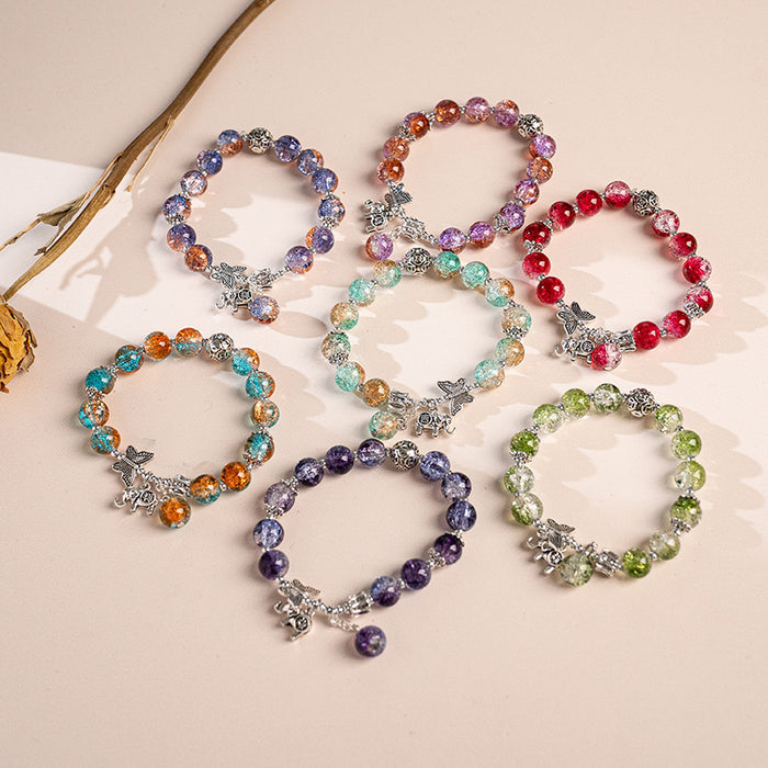 Wholesale Butterfly  Crystal Bracelet Gradient Beads Handmade