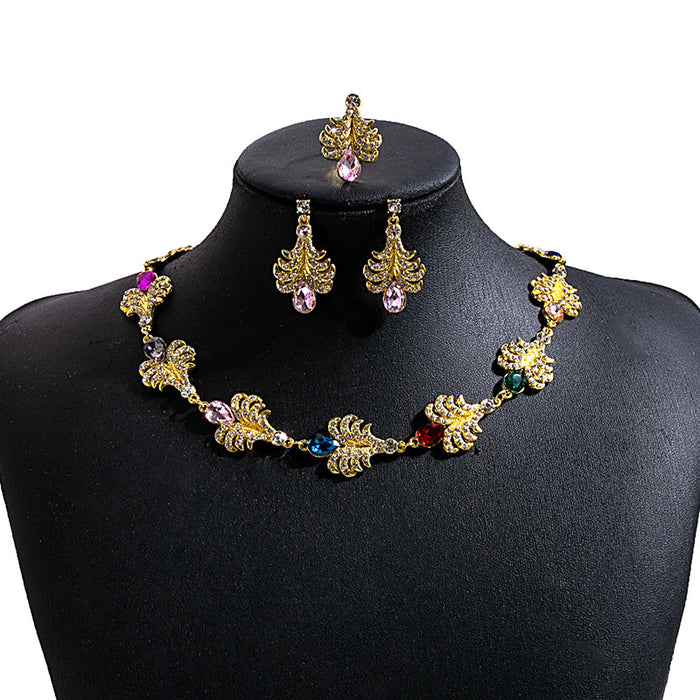 Wholesale Bohemian Turquoise Fringe Earrings and Necklace Set Alloy Jewelry
