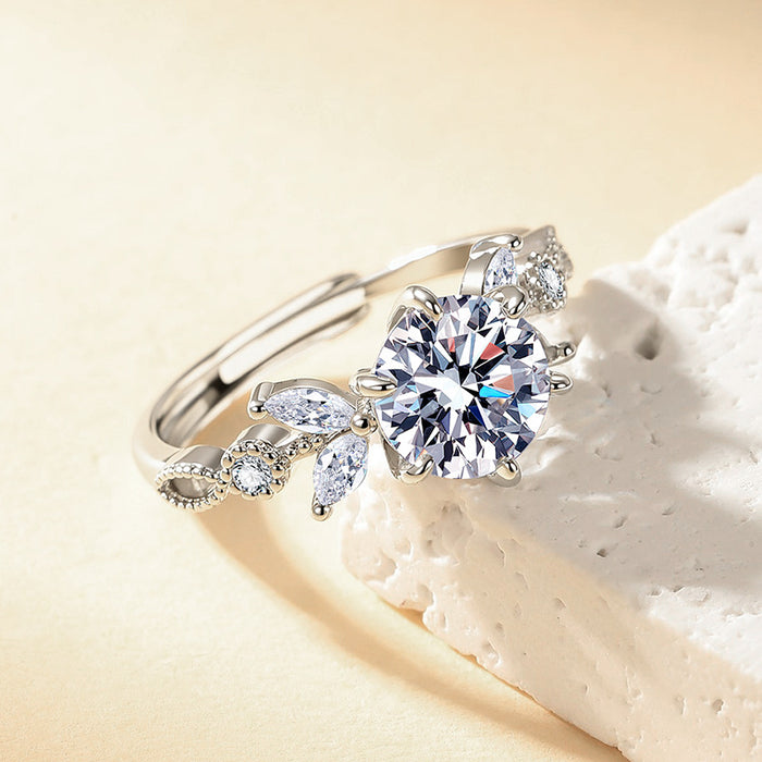 Wholesale White Gold Plated Leaf Design Cubic Zirconia Ring Wear Jewelry