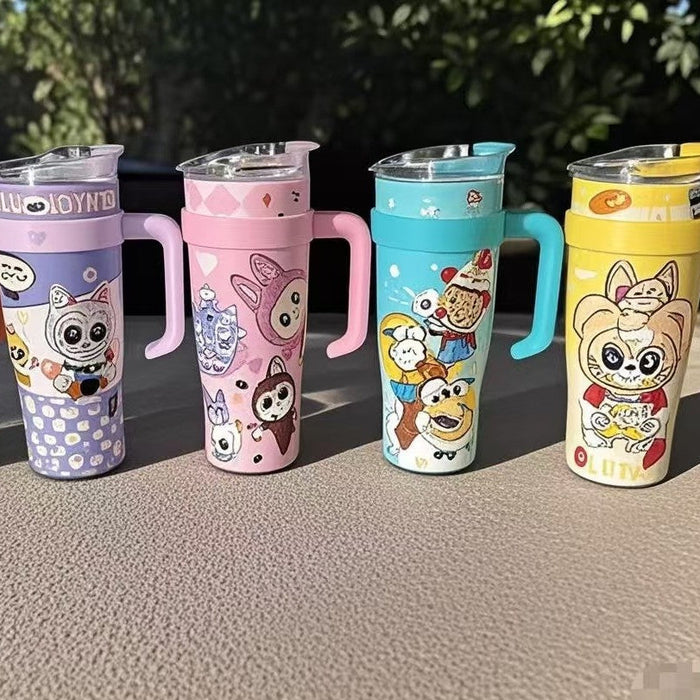 Wholesale Stainless Steel Insulated Tumbler with Handle and Straw Decorative Car Cup