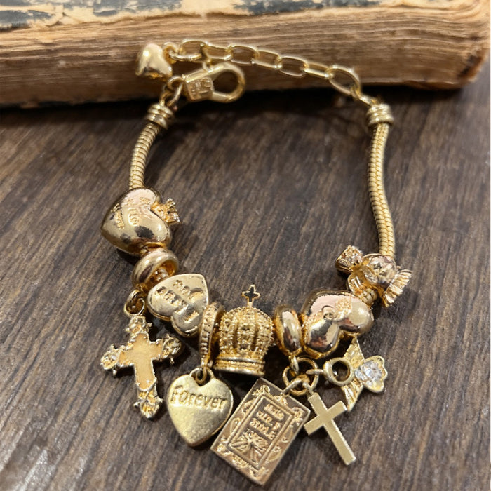 Wholesale beaded Charms Bracelets Gold Luminous Cross Adjustable Jewelry