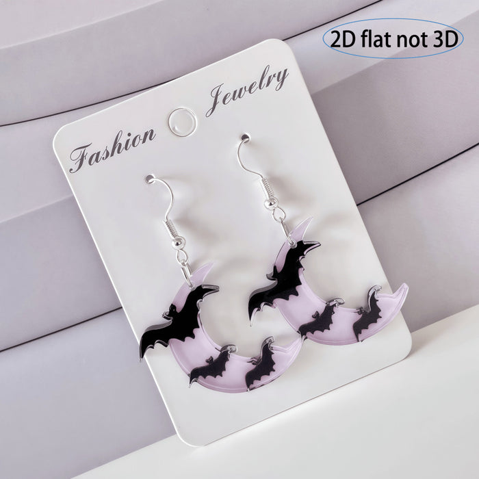 Wholesale Acrylic Bat Moon Pendant Earrings Gothic  Trendy Jewelry Accessory