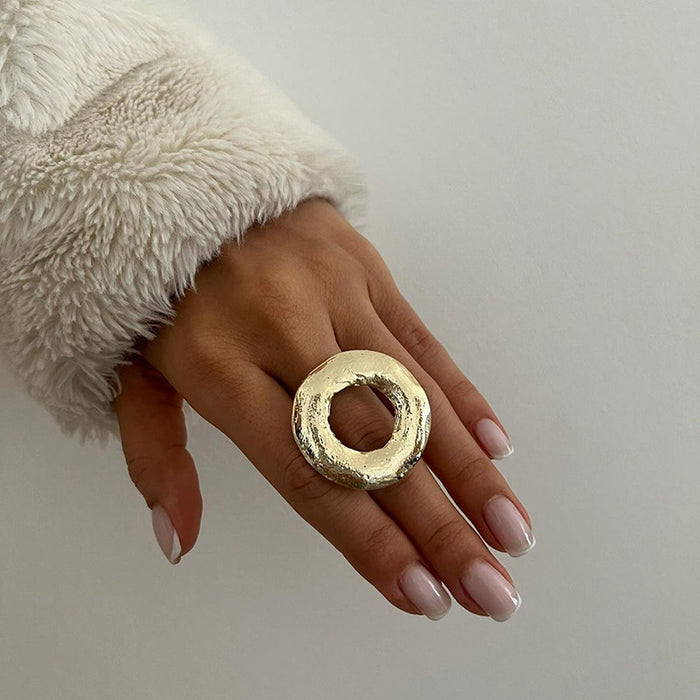 Wholesale Jewelry with exaggerated personality, irregular ring, women's niche pearl flower ring