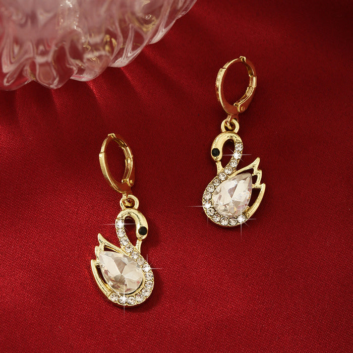 Wholesale temperament diamond swan pendant earrings fashion