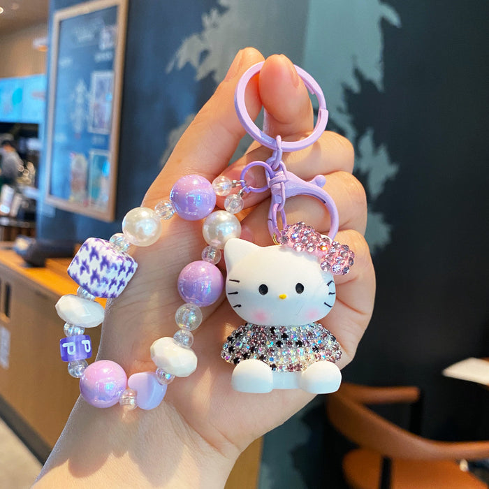 Wholesale Cartoon beaded keychain mobile phone chain