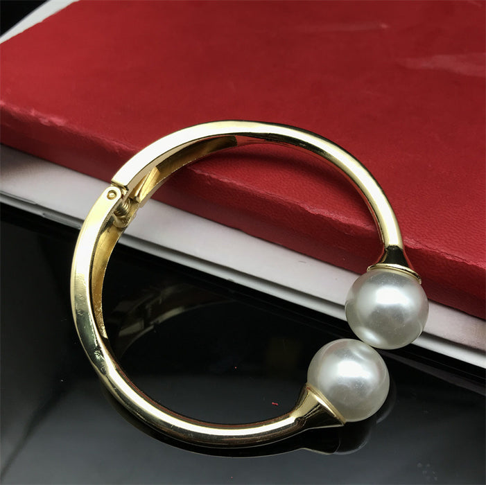 Wholesale Alloy Simple Double Pearl Bracelet JDC-BT-FaX004