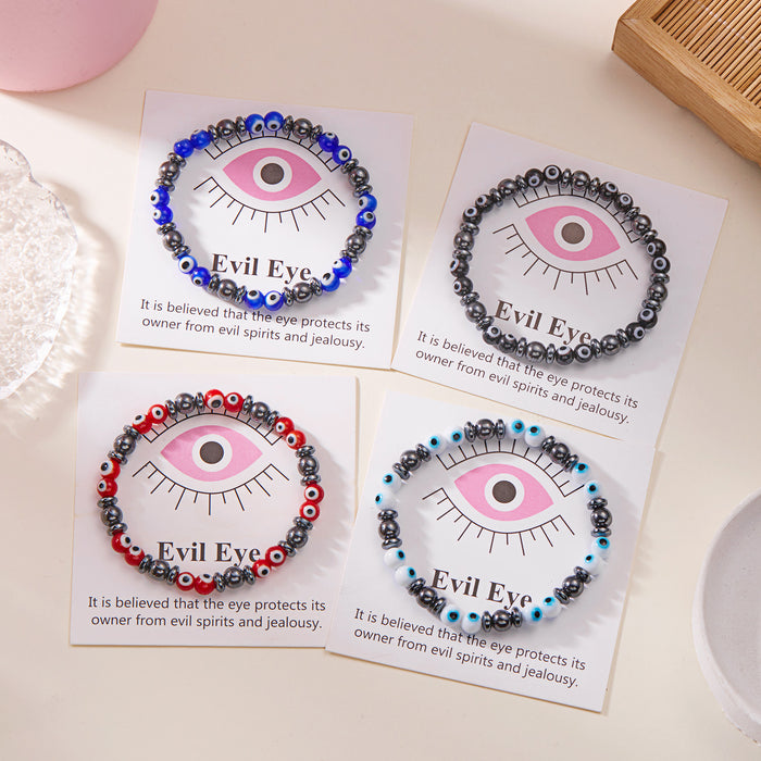 Wholesale angel black stone bracelet devil eyes woven eyes jewelry lovers