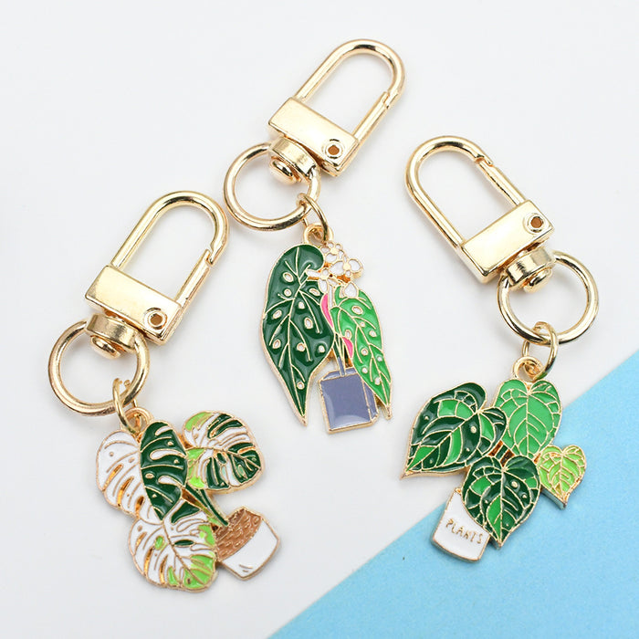 Wholesale Succulent Potted Plant Green Leaf Keychain