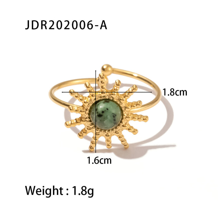 Wholesale Natural stone ring, versatile gemstone bracelet, titanium steel open ring