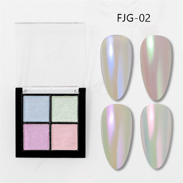 Wholesale Nail art four-color magic mirror powder, laser powder, two-color solid powder