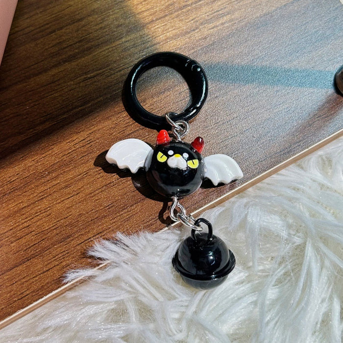 Wholesale  Elf Bell Keychain Pink Black Resin Cute Couple Gift Bag Charm