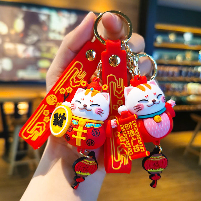 Wholesale Lucky Bag Lucky Cat Rubber Keychain JDC-KC-Tingm030