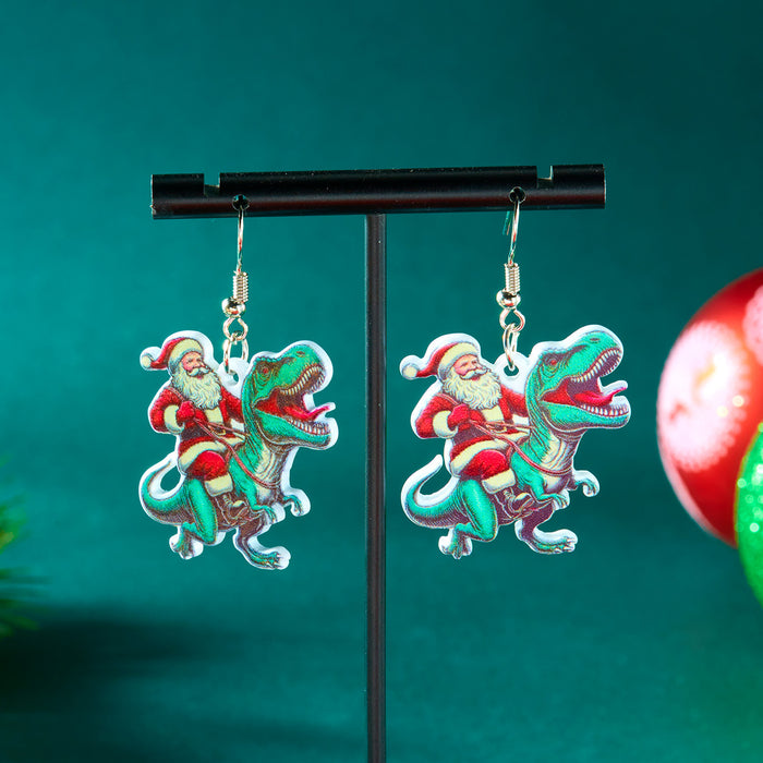 Wholesale Christmas earrings dinosaur  funny elk sweater snowman acrylic earrings