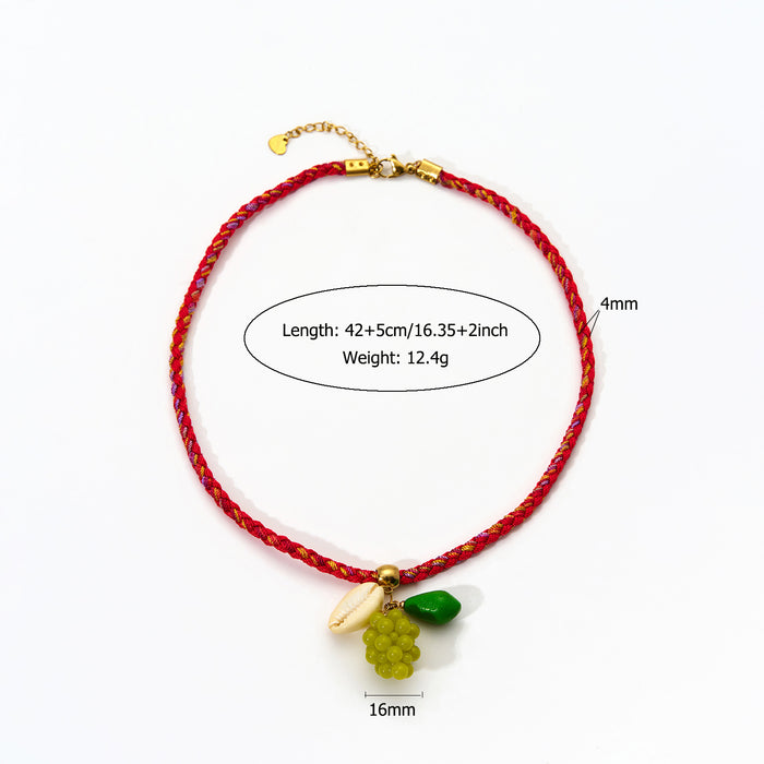 Wholesale Fashionable new original design colorful handmade rope necklace with stainless steel pendant temperament personalized accessories wholesale