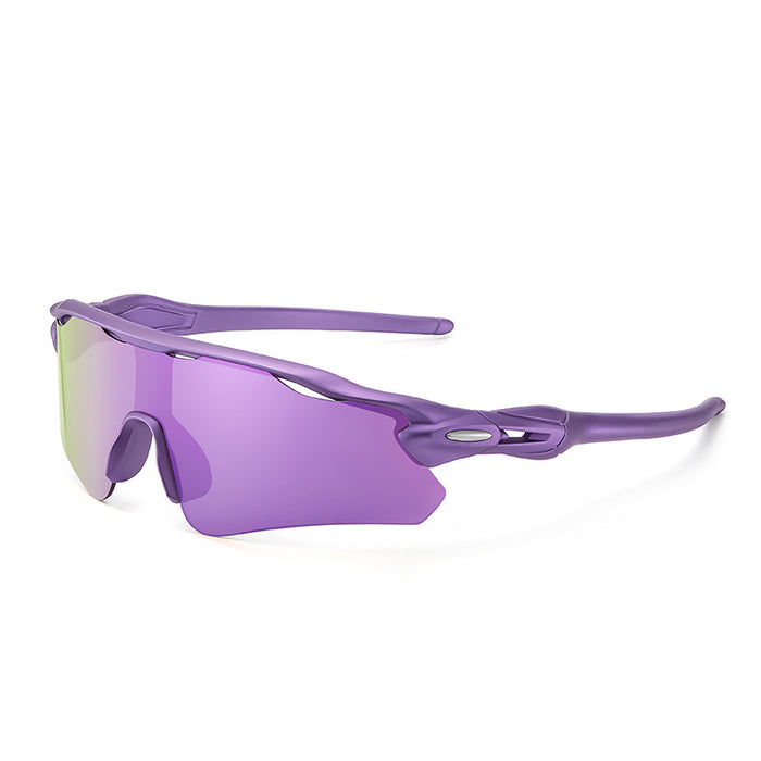 Wholesale Stylish Sports Sunglasses HD Anti UV Windproof Cycling Running Outdoor Goggles Dark Purple Frame Red Lens For Resale