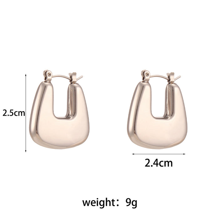 Wholesale Stainless Steel Plated 18K Solid Smooth Earrings JDC-ES-MengJ005