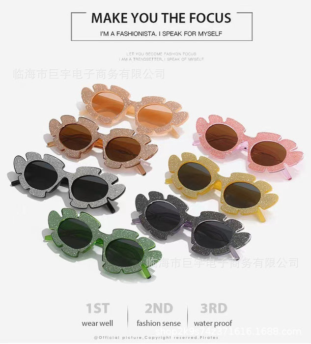 Wholesale New Sunflower Sunglasses Fashionable Flower Shaped Funny Decorative Sunglasses Glasses