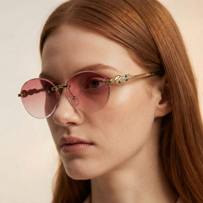 Wholesale Oval Frameless Retro Hip Hop Sunglasses for Travel Outdoor Trendy