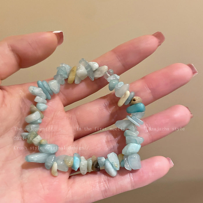 Wholesale Crushed stone round bead bead string bracelet design bracelet