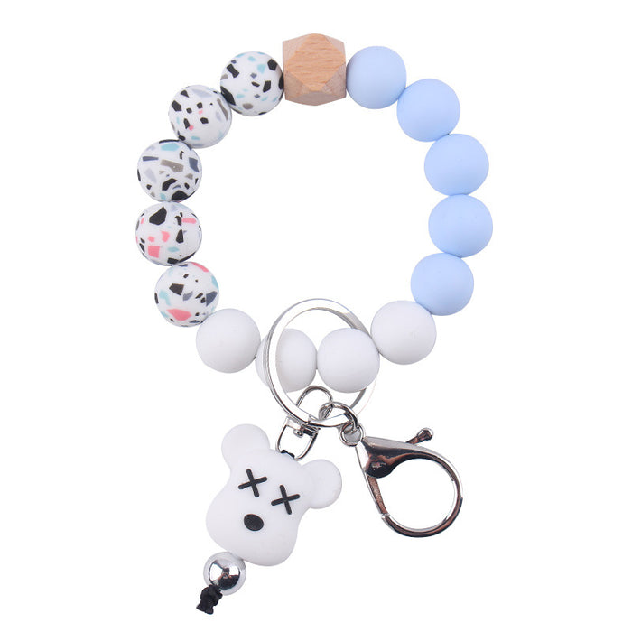 Wholesale Cartoon Silicone Beaded Bracelet Keychain JDC-KC-GuangTian041