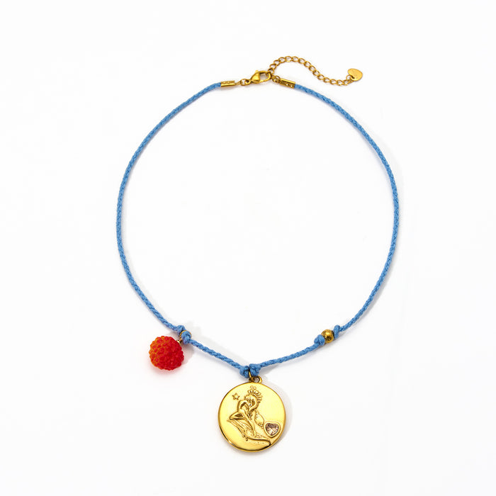 Wholesale Original design: rope, hand woven pendant, stainless steel inlaid with zircon, twelve zodiac signs necklace, fashionable and elegant accessory