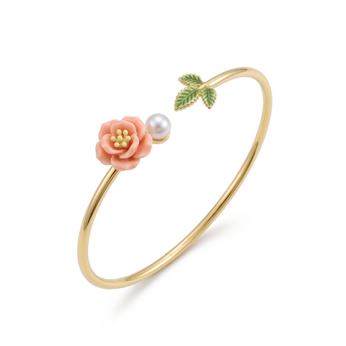 Wholesale Copper Electroplated Open Flower Cuff Bracelet Women S Stylish Botanical Jewelry Accessory For Resale