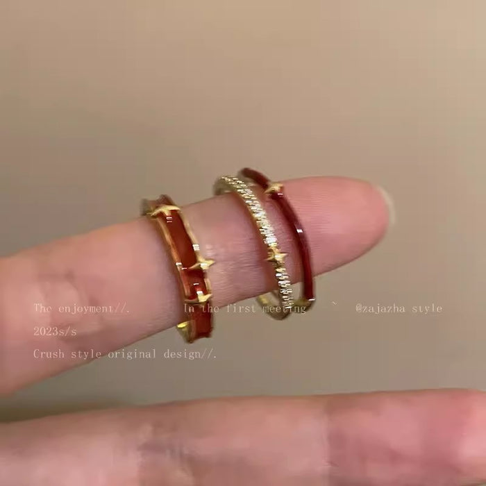 Wholesale  star drop glaze ring  index finger ring retro  open ring