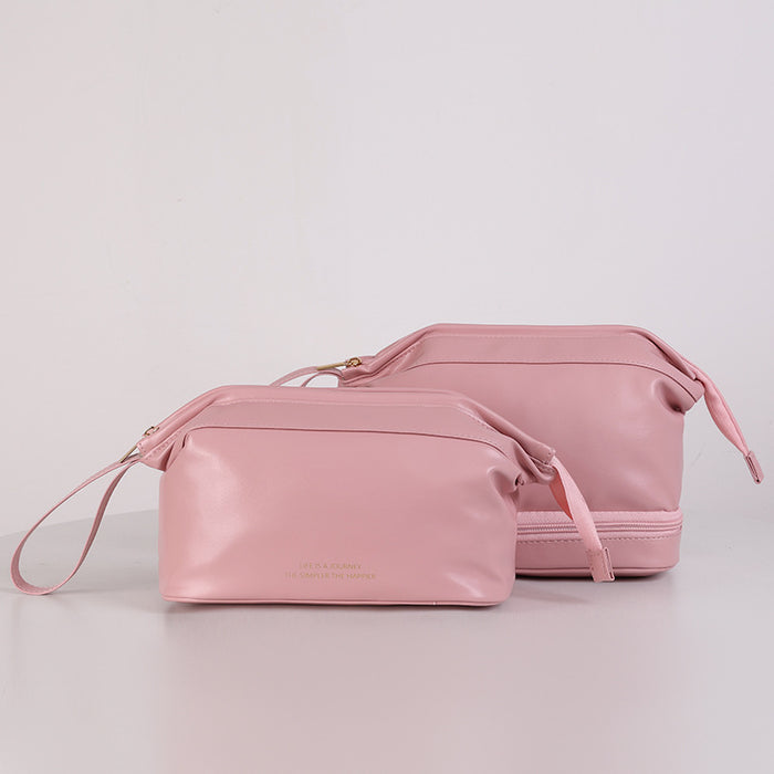 Wholesale Modern Cloud Design Double Layer Makeup Bag PU Leather Travel Toiletry Pouch Everyday Use And Gift
