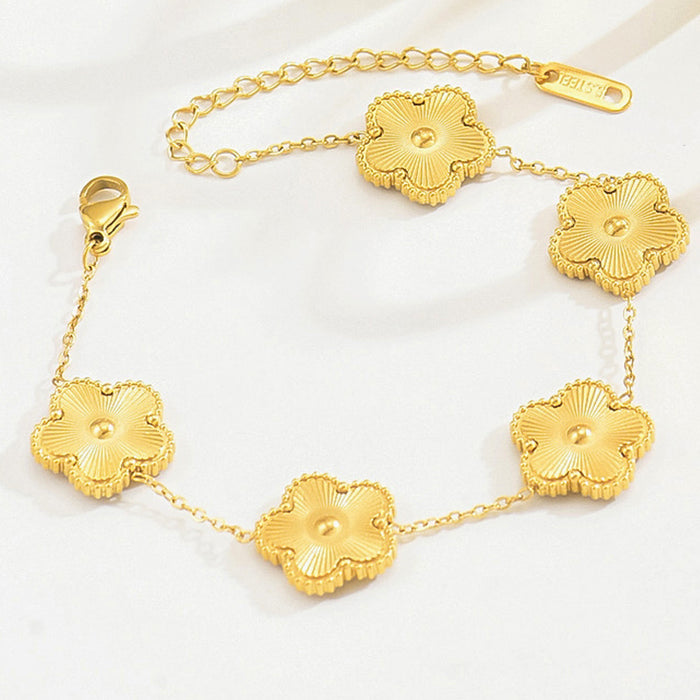 Wholesale Gold Titanium Steel Four Leaf Clover Bracelet Women S Fashion Jewelry Accessory