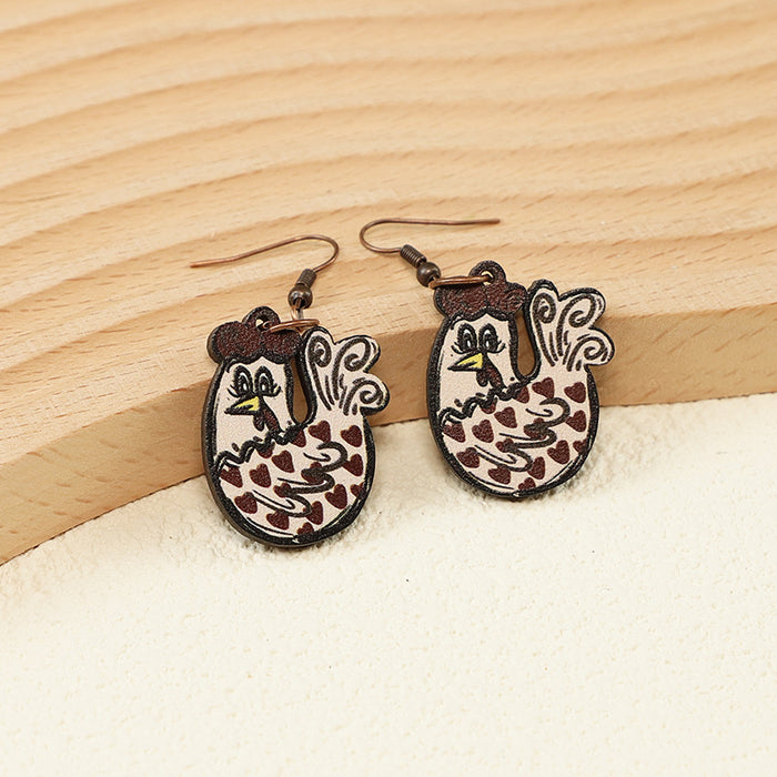 Wholesale Thanksgiving Nurses Day Back to School Season Farm Love Love Turkey Mushroom Women' s Wooden Earrings