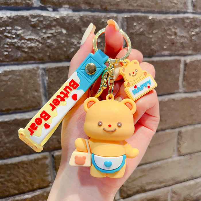 Wholesale   Bear Keychain Cute Silicone  Bear Pendant Cartoon Bag Hanging