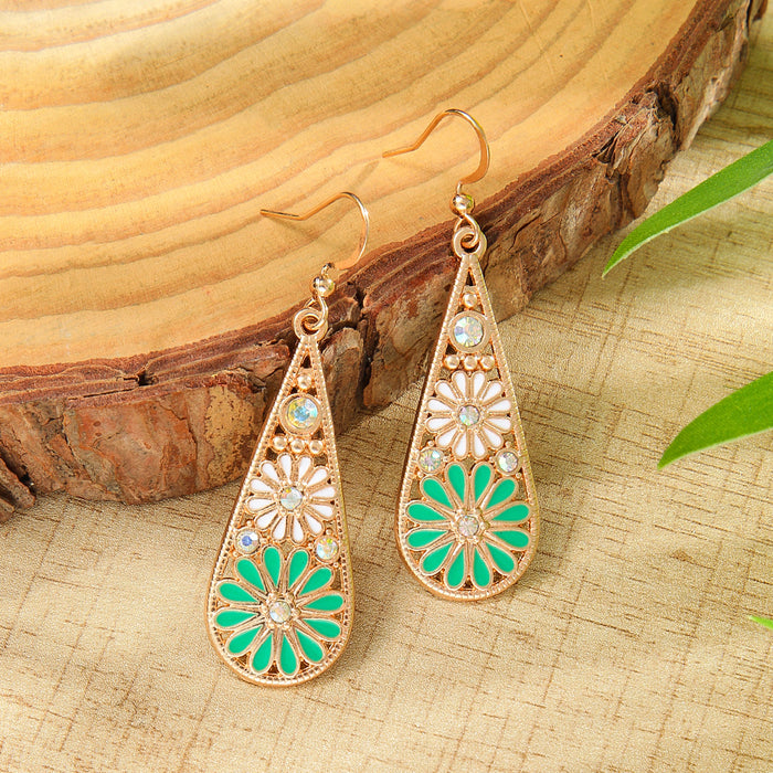 Wholesale 2pcs Bohemian drop-shaped turquoise earrings