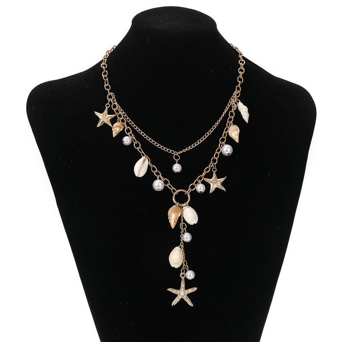 Wholesale Jewelry Beaded Necklace Imitation Pearl Jewelry Starfish Shell necklace