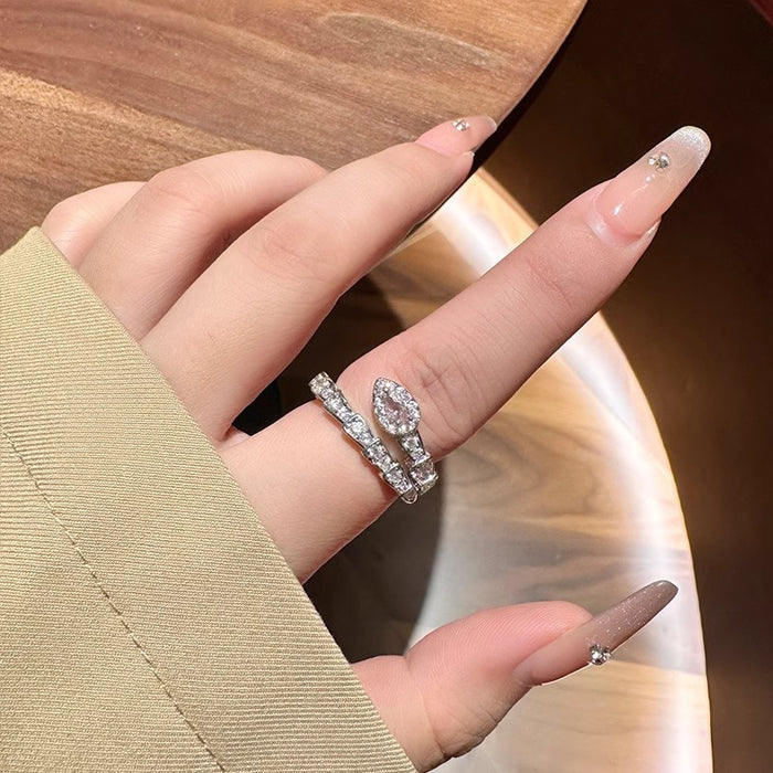 Wholesale  S925  silver snake ring all-match open index finger ring  zircon