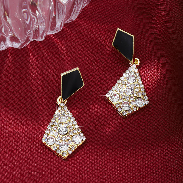 Wholesale Silver needle geometric diamond inlaid with diamonds, fashionable and simple temperament, versatile retro earring design