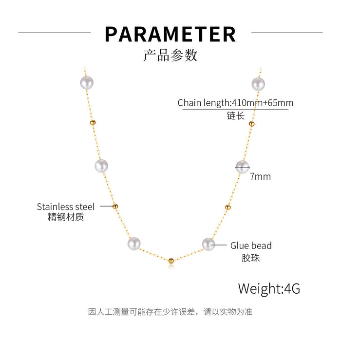 Wholesale Vintage style necklace made of stainless steel, light luxury, fashionable and versatile, with pearl temperament and titanium steel locking chain