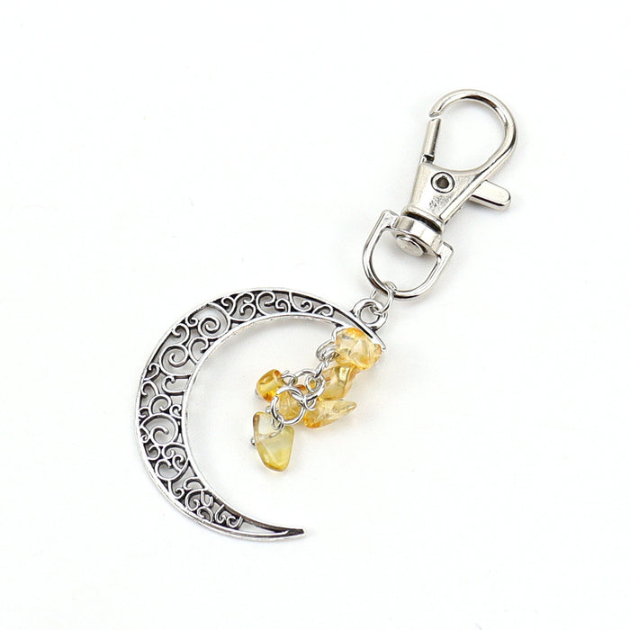 Wholesale Moon Crushed Stone Grape Skewer Natural Crystal Raw Stone Keychain Keychain K42 JDC-KC-HXu001