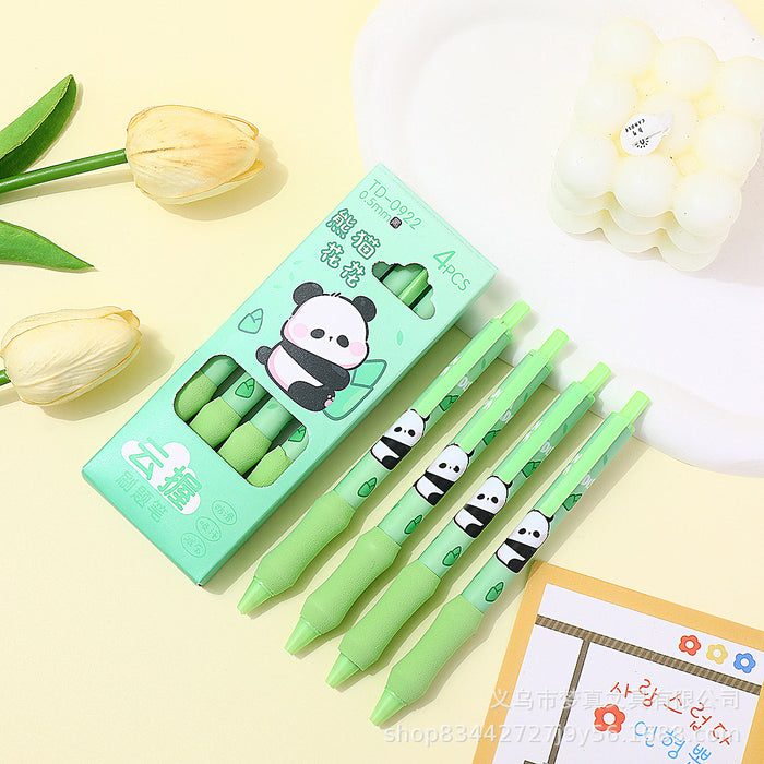 Wholesale 4pcs/set Panda Flower Soft Cloud Grip Gel Pen Quick-drying Pen Brush Pen