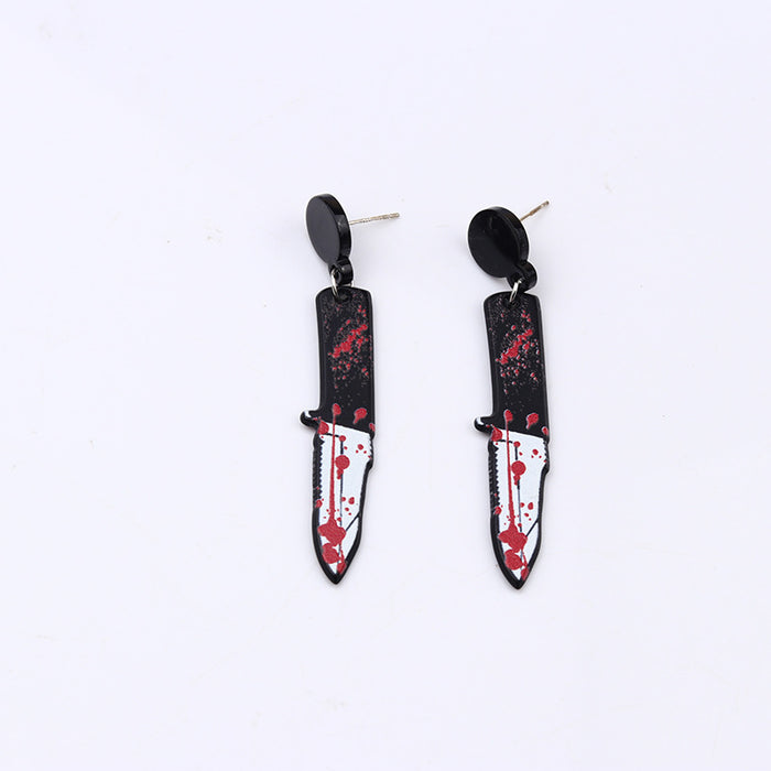 Wholesale Acrylic Printed Blood Color Knife Earrings Personalized   Earrings