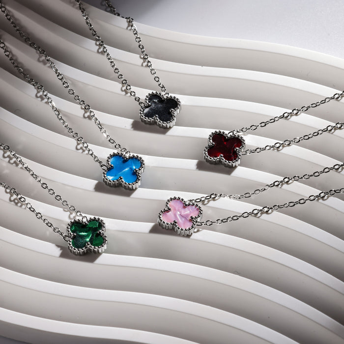 Wholesale Stainless Steel Double-Sided Gold-Plated Four-Leaf Clover Necklace