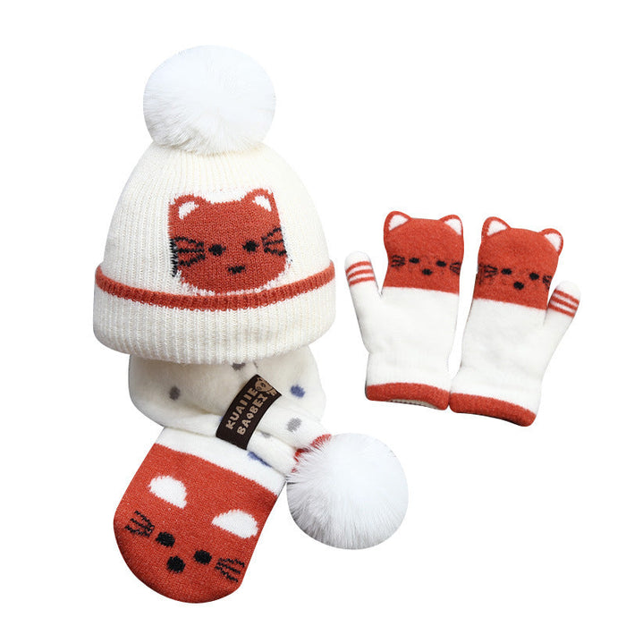 Wholesale Hat Cotton Warm Cute Kitten Scarf Glove Set JDC-FH-JunC003