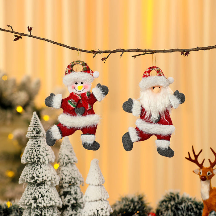 Wholesale Fabric Red and Green Dancing Pendant Hand-Raising Doll Pendant Christmas Tree Small Pendant Decoration