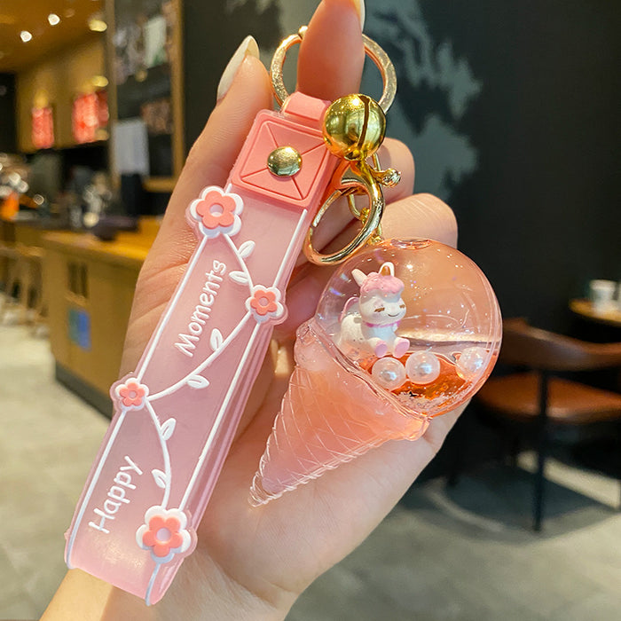 Wholesale Acrylic Ice Cream Unicorn Quicksand Keychain JDC-KC-ManL003