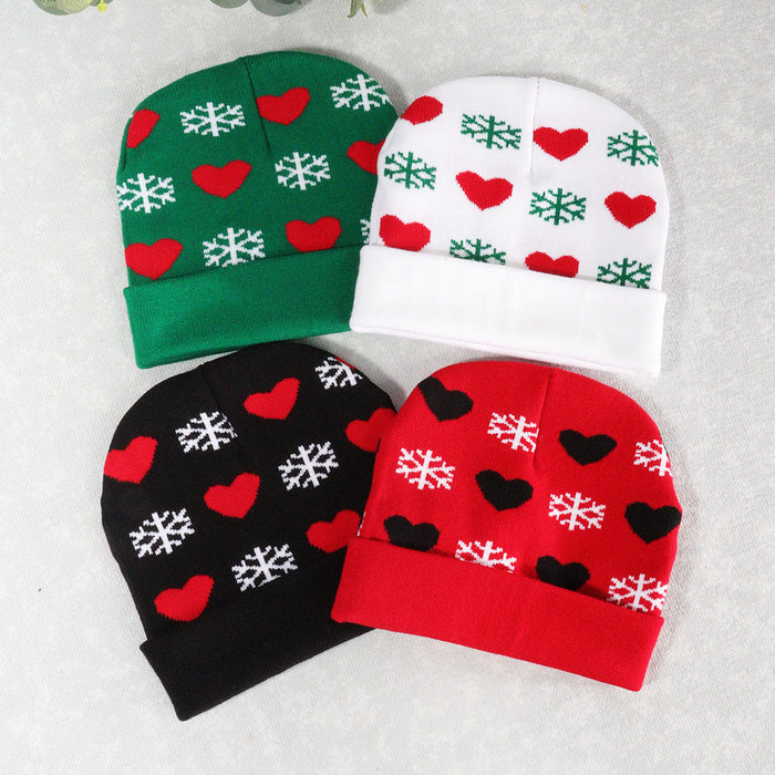 Wholesale Autumn and Winter Jacquard Hat Snowflake Heart Christmas Beanie JDC-FH-JunL005