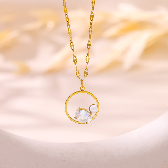 Wholesale Four-Leaf Clover Necklace, Stainless Steel Chain, Elegant Women' s Jewelryw