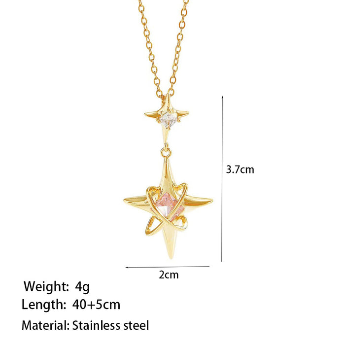 Wholesale cross star necklace female titanium steel choker necklace