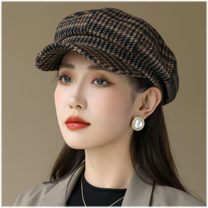 Wholesale Fashion hat women's all-match winter octagonal hat women's round face autumn and winter warm hat