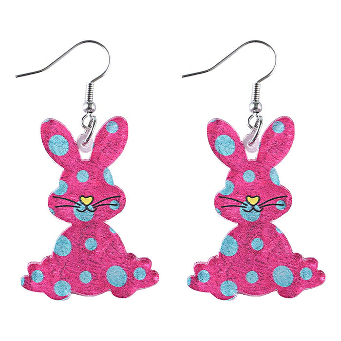 Wholesale  cartoon cute Easter pattern rabbit earrings  color acrylic ear jewelry