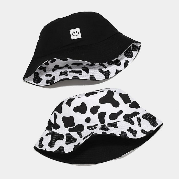 Wholesale Cotton Cow Pattern Smiling Face Bucket Hat JDC-FH-LvY014